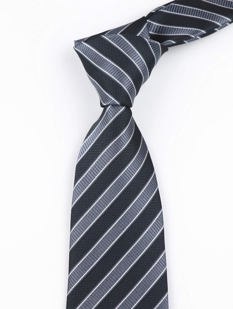 Elfeves Men's Dark Grey Neckties Silk For Men Suit Fitness Dating Fashion Prom Formal Ties - Image 3